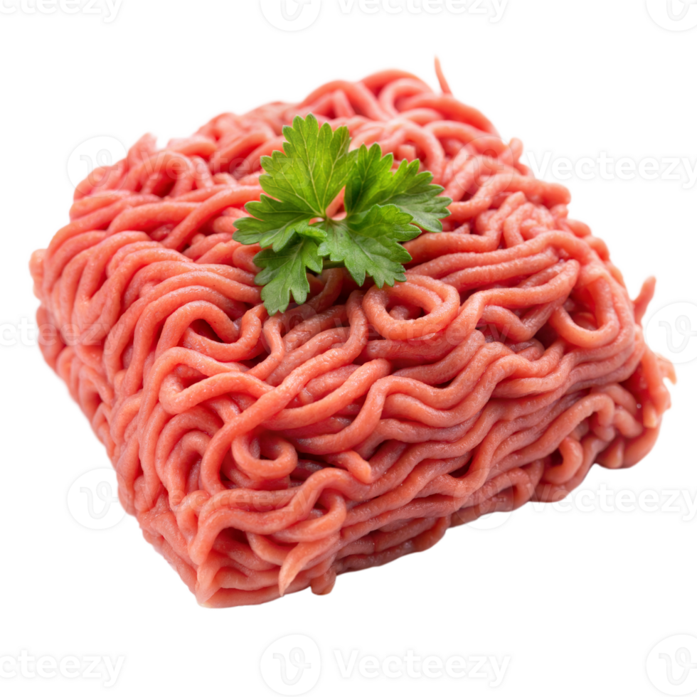 Fresh ground beef with parsley on transparent background png