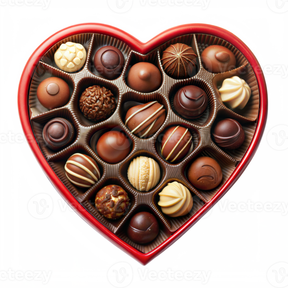 Heart-shaped box of assorted chocolates png