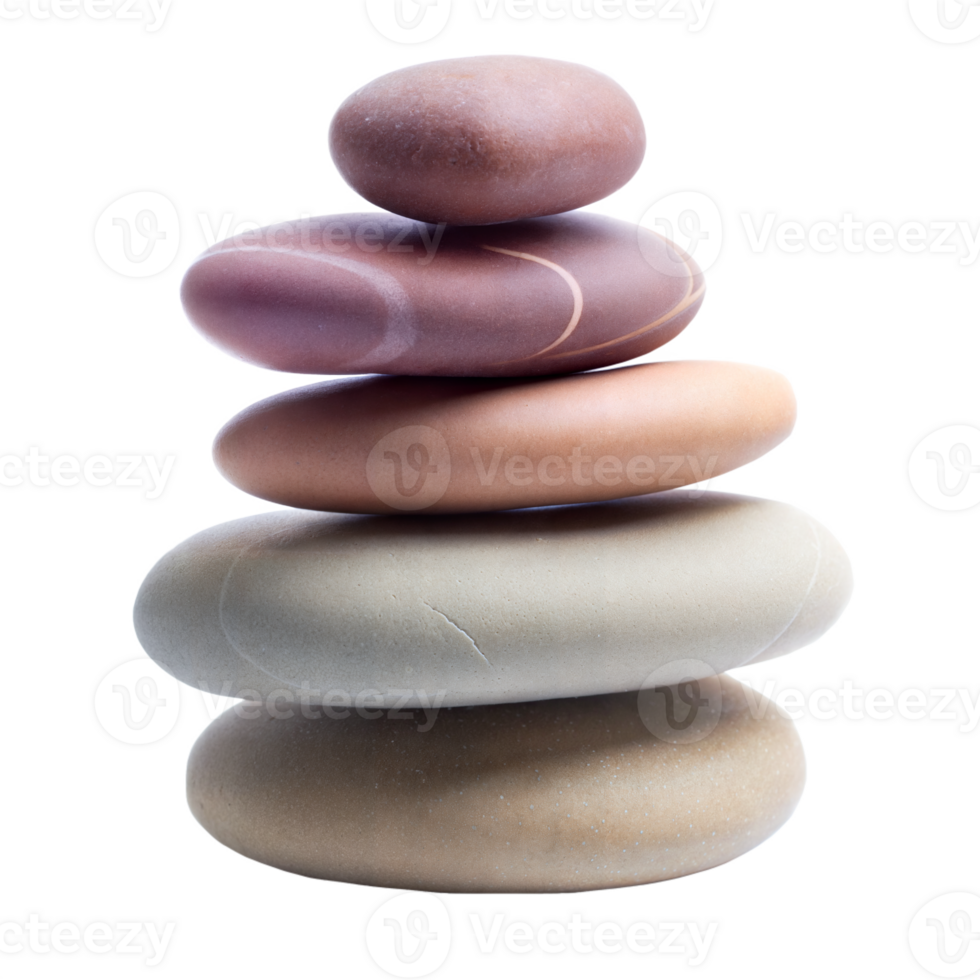 Balanced stack of smooth colorful stones for meditation and relaxation png