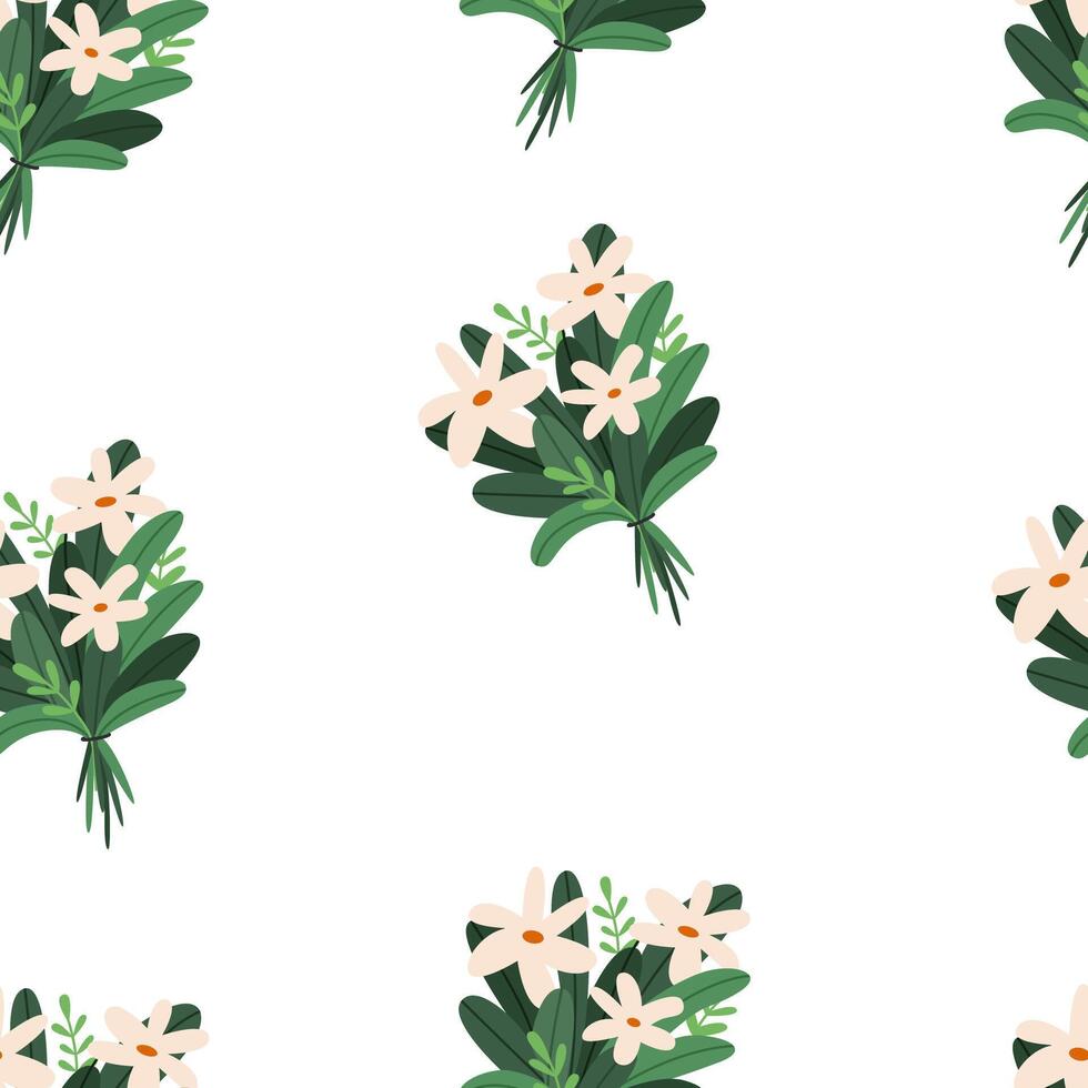 Flowers bouquet seamless pattern. Romantic floral print. Wrapping paper design for mothers day, womens day and birthday vector