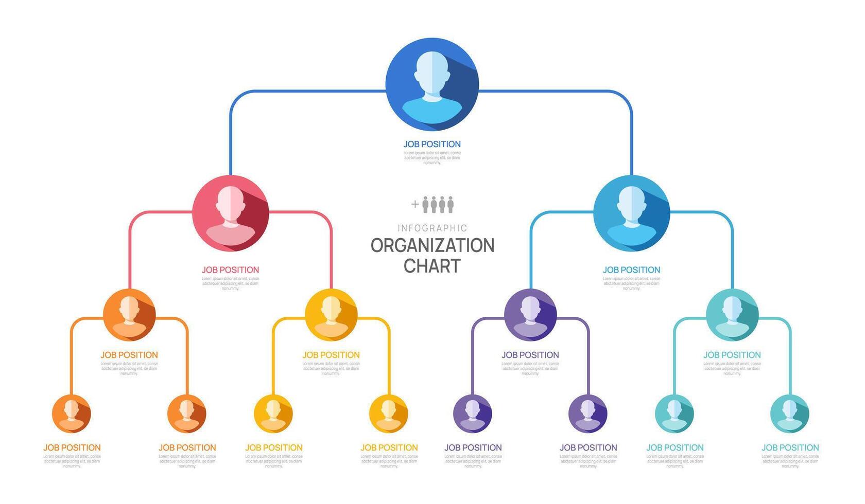 Infographic template for organization chart with business people icons. infographic for business. vector