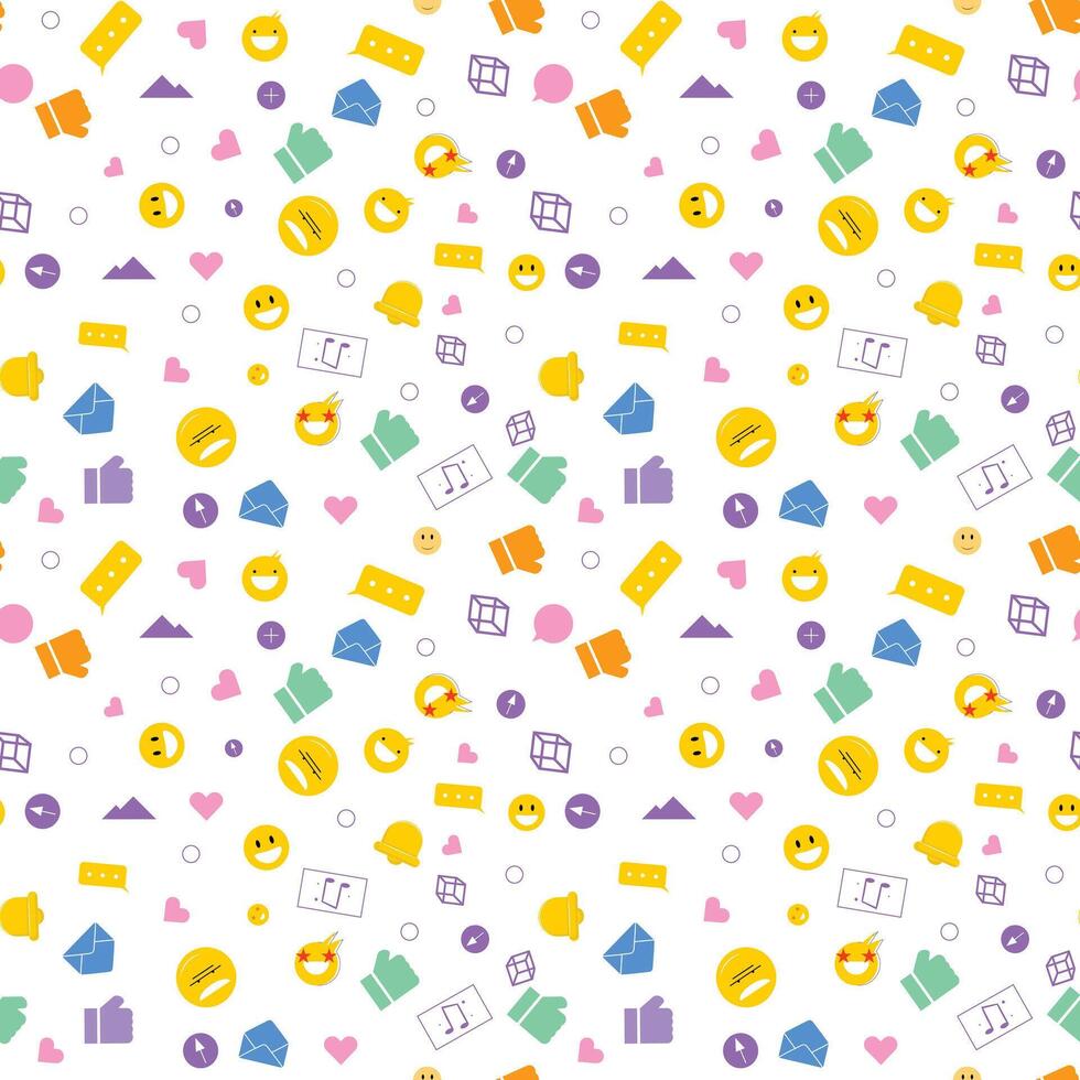 Vibrant seamless pattern with various social icons. Social media background vector