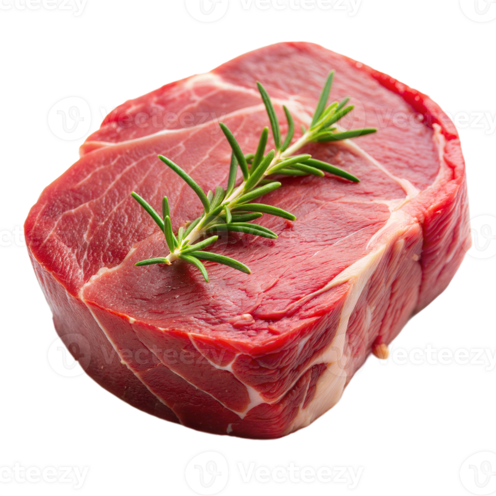 Fresh raw steak with rosemary on a transparent background png