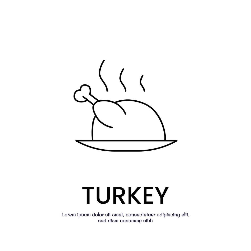 turkey thin outline icon design good for web or mobile app vector