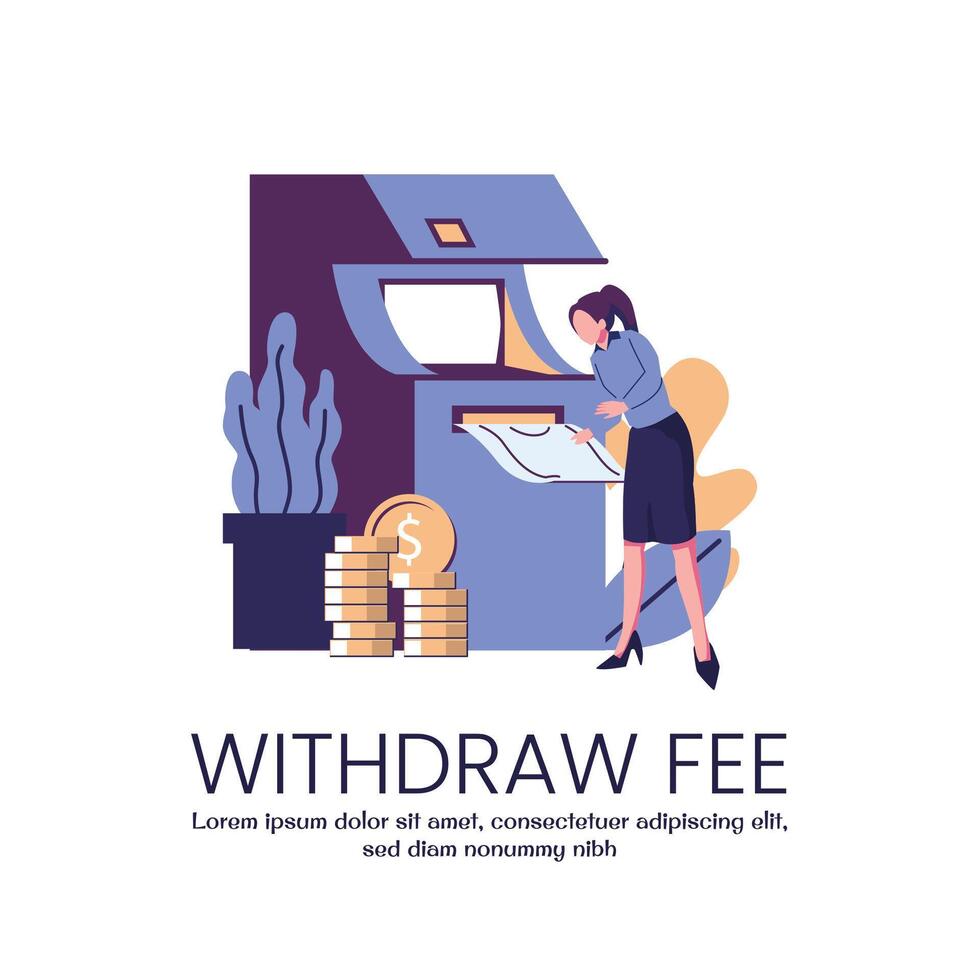 withdraw fee flat style illustration design vector
