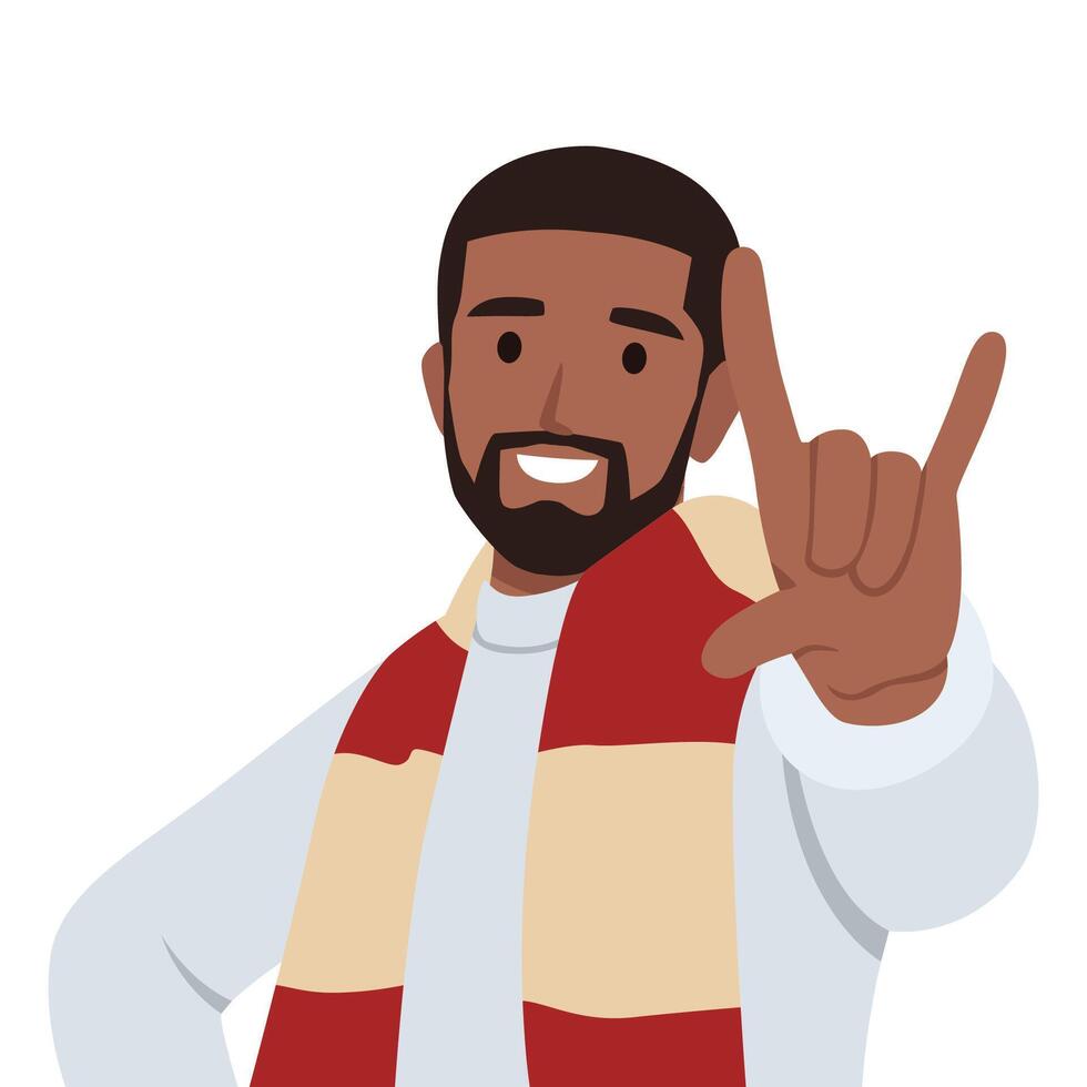 Young cool man feeling happy, fun, confident, positive and rebellious. vector