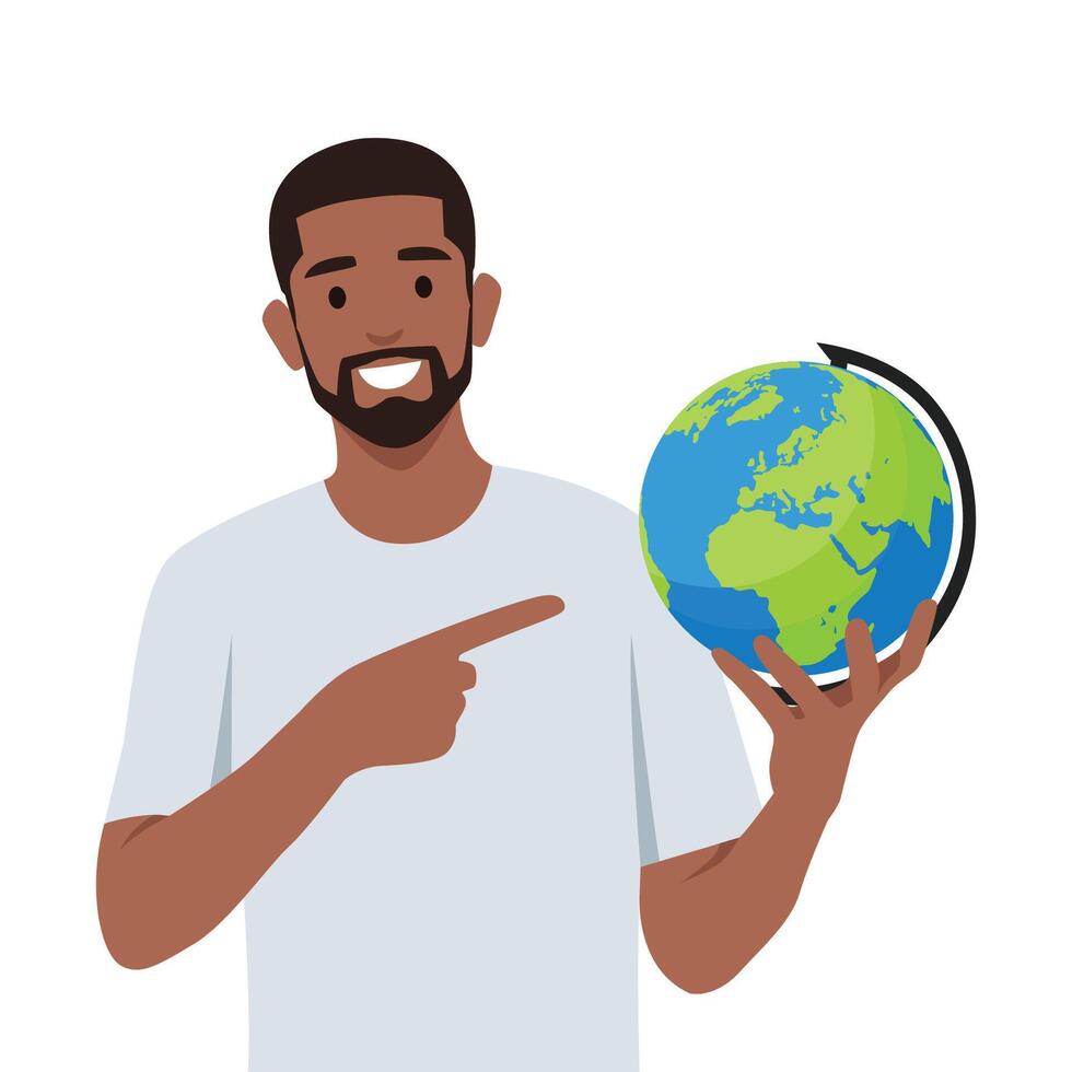 The successful businessman holds in a hand globe on. vector
