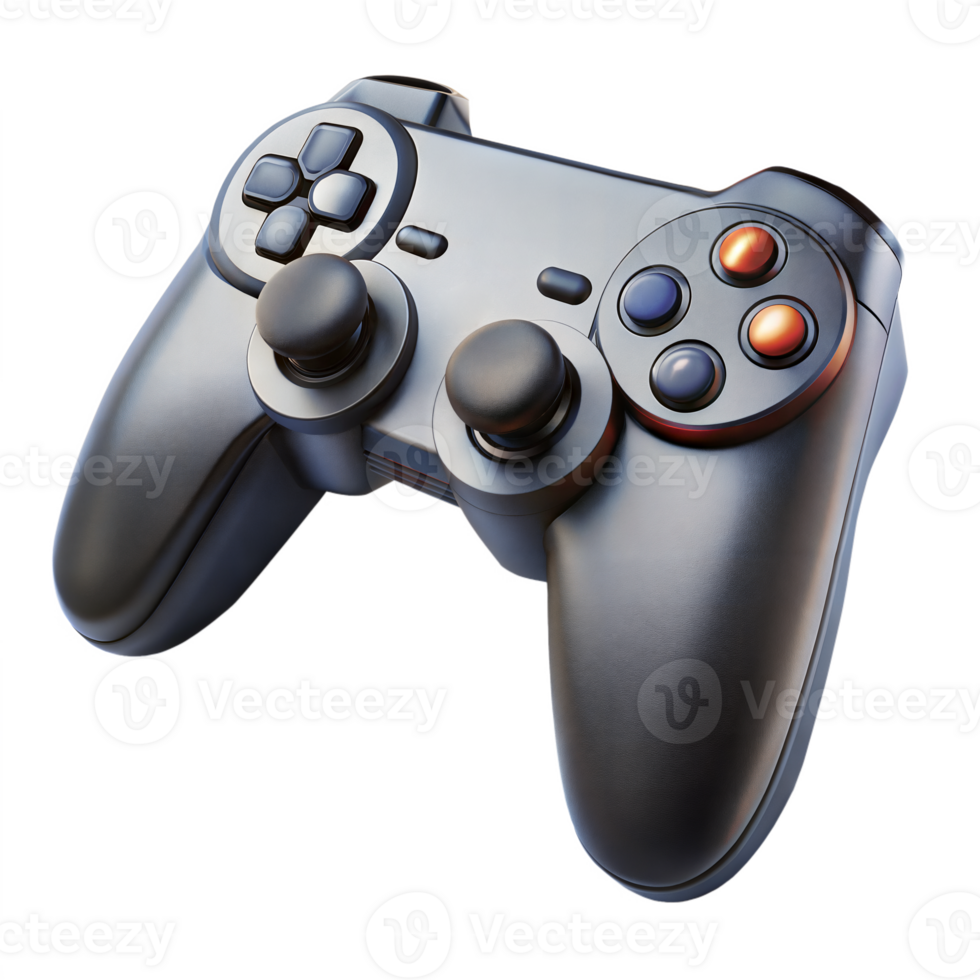 Modern black gaming controller on a transparent background png
