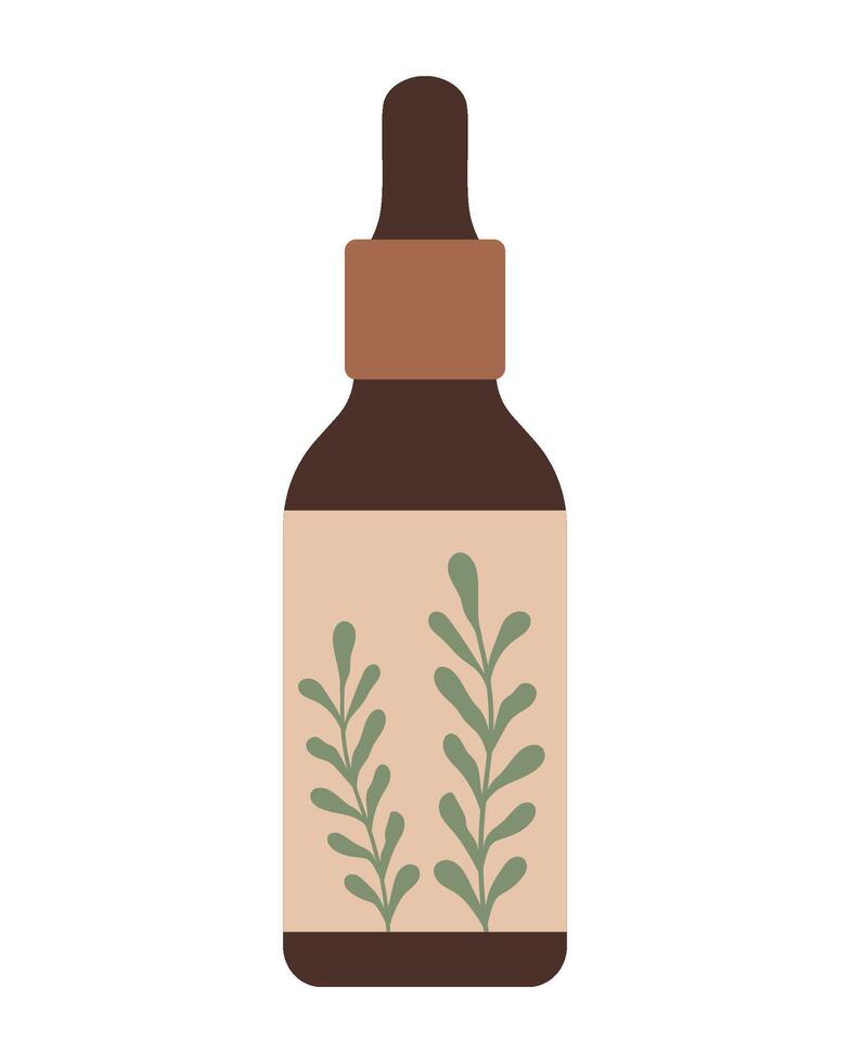 Oil for hair, skin or nails. Serum care in a bottle with a dropper. Isolated illustration in clip art style. vector