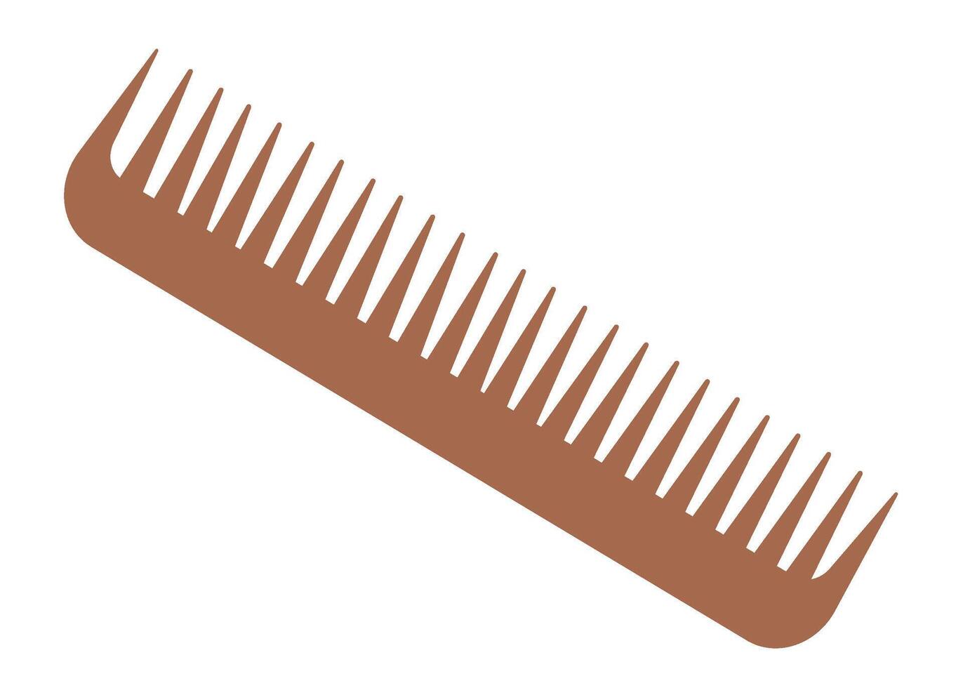 Brown comb for combing dry or wet hair, wide-toothed comb. Professional hairdressing tool. illustration for your design vector