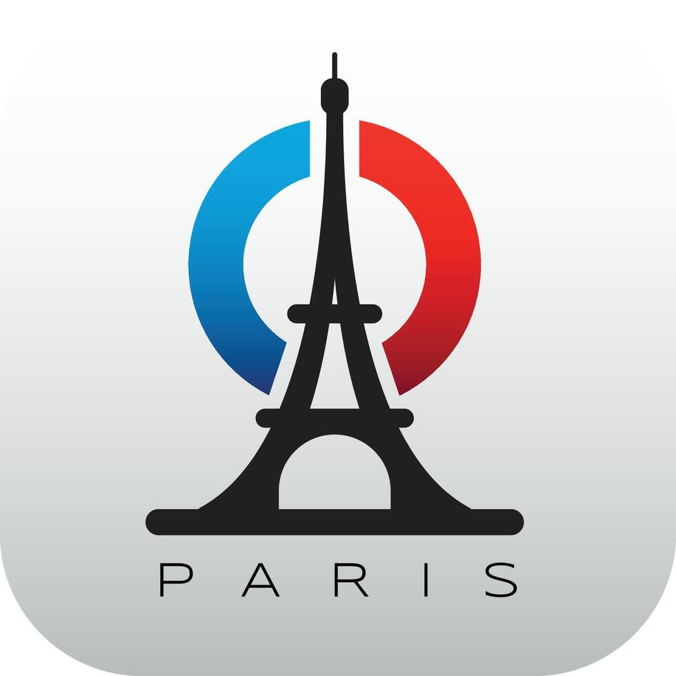 Eiffel tower, logo icon, Paris city France Flag ,Flat design, vector