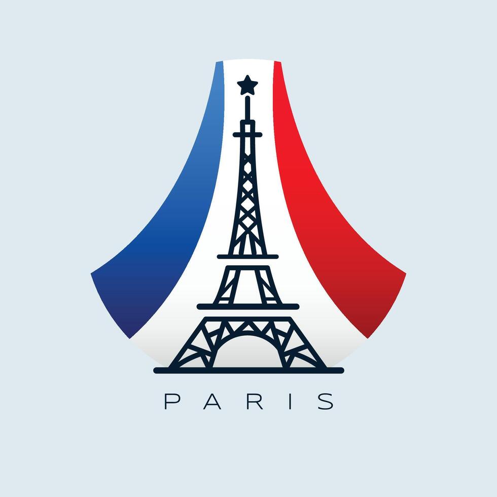 Eiffel tower, logo icon, Paris city France Flag ,Flat design, vector