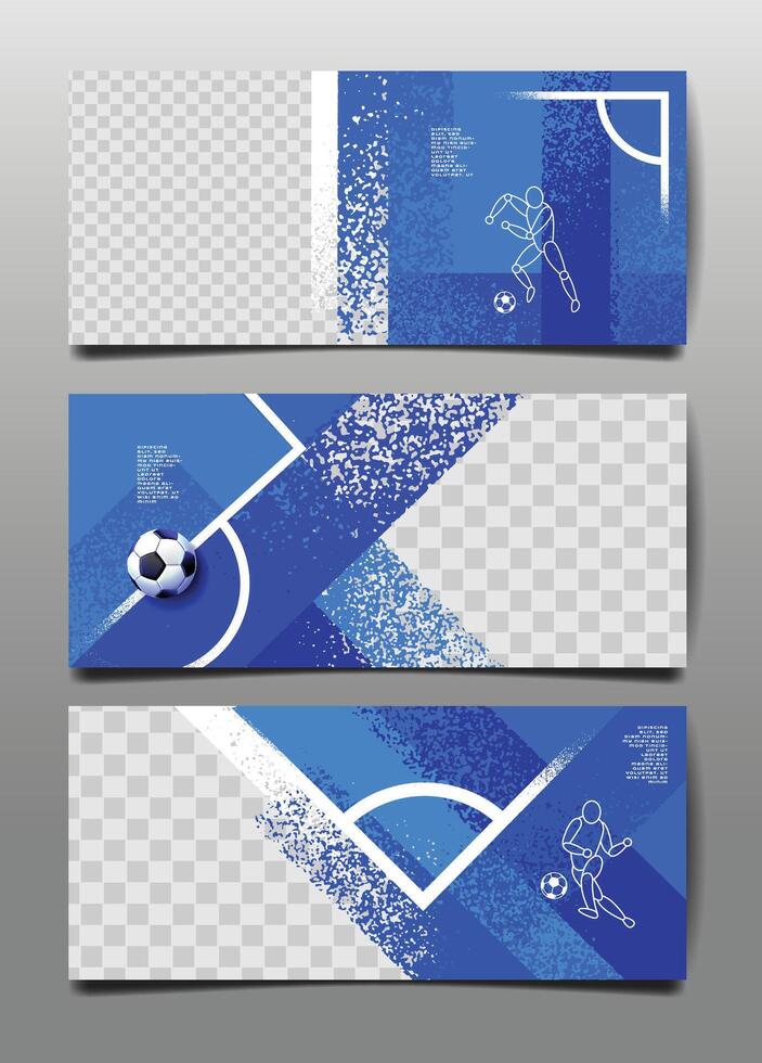 Soccer Template design , Football Horizontal banner, Sport layout design, Blue Theme vector