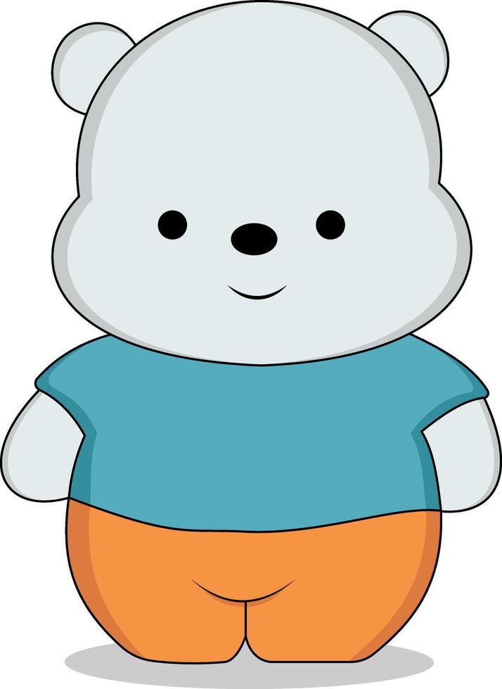 a cute smiling teddy bear wearing a t-shirt and pants cartoon vector