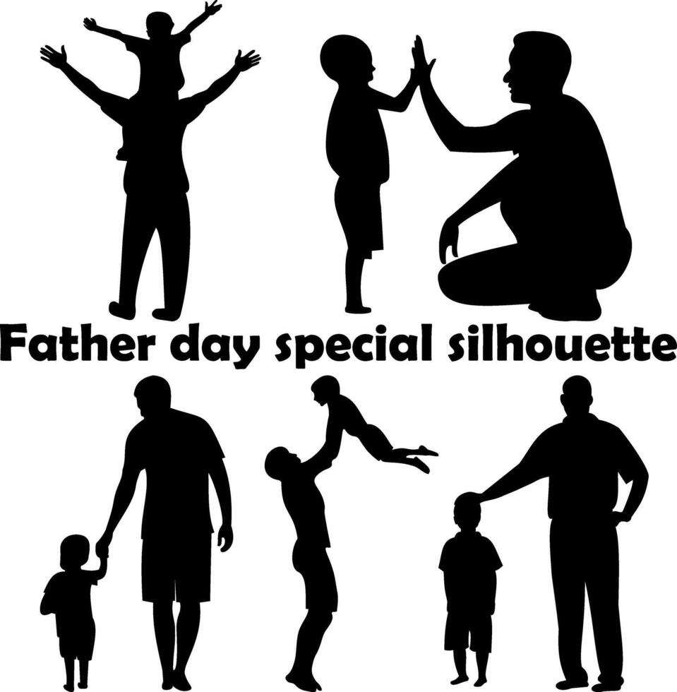 Father and son silhouette set vector