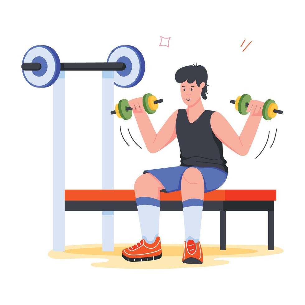 Gym and Fitness Flat Mini Illustrations vector