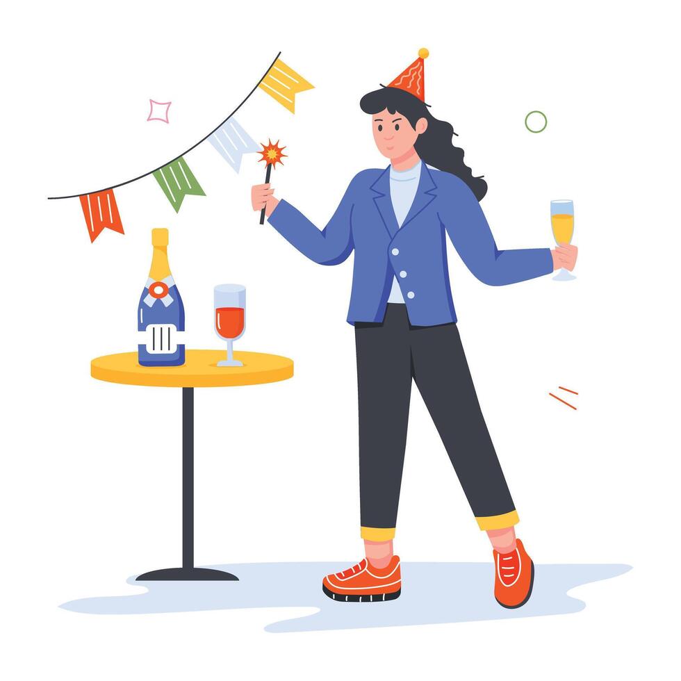 Festival Celebrations Flat Character Icons vector