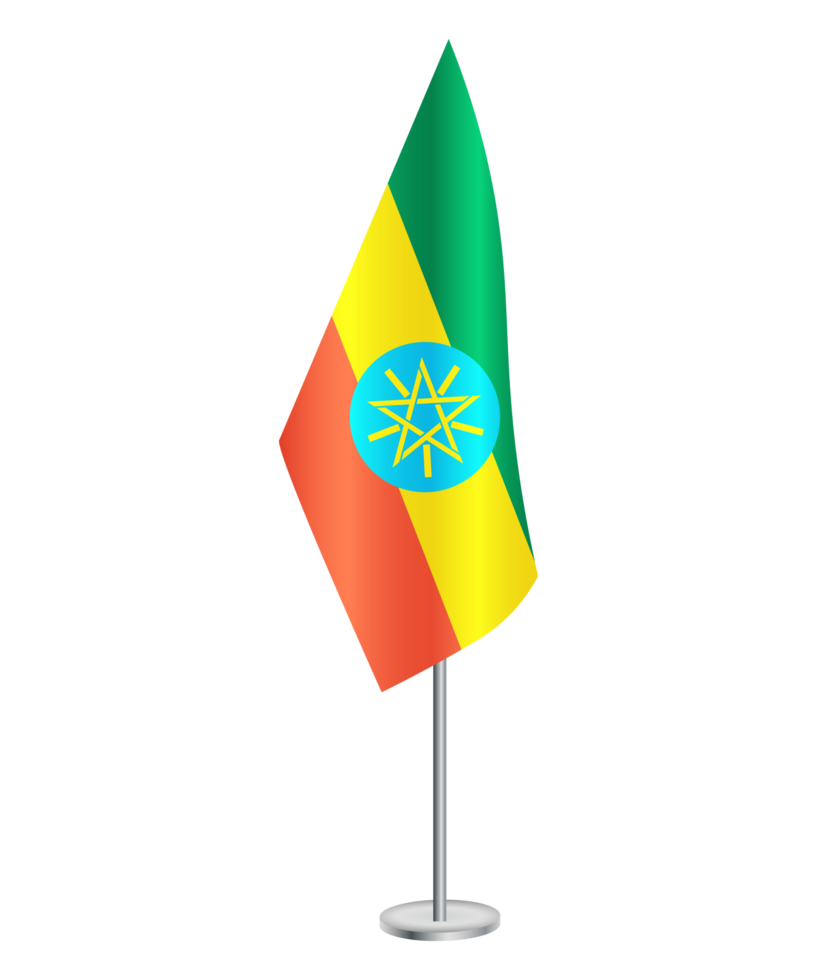 Flag of Ethiopia with silver pole png
