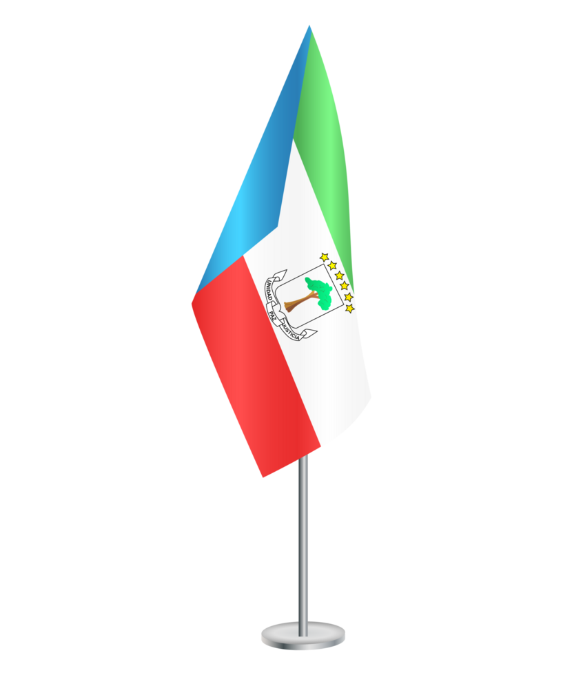 Flag of Equatorial Guinea with silver pole png