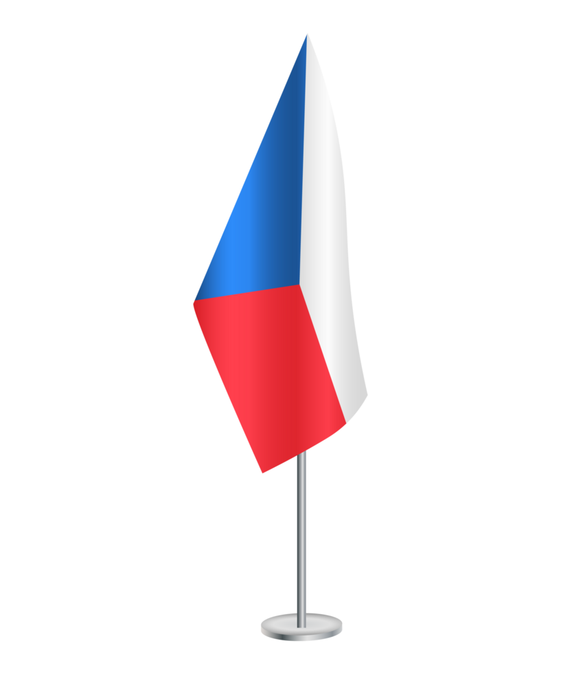 Flag of Czech Republic with silver pole png