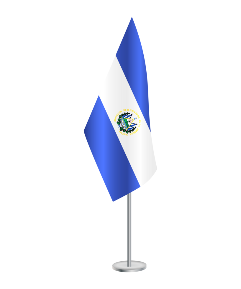 Flag of El Salvador with silver pole png