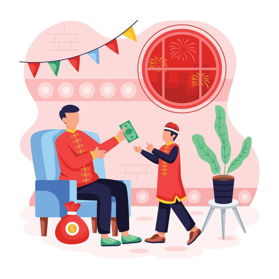 Chinese New Year Flat Illustrations vector