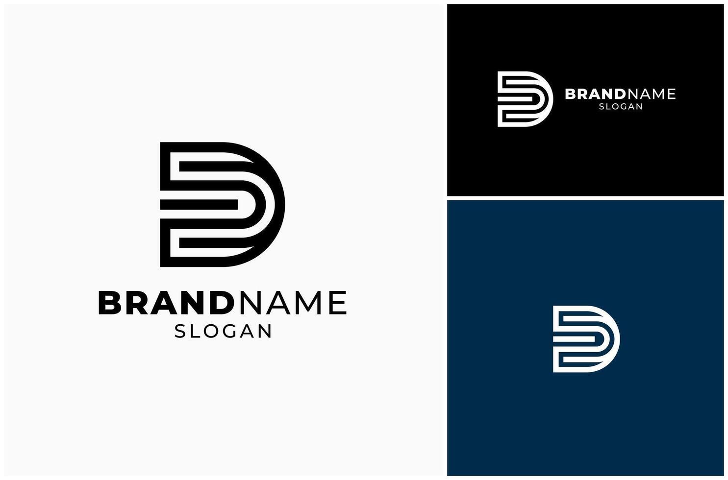 Letter D Initial Monogram Geometric Modern Line Art Logo Design Illustration vector