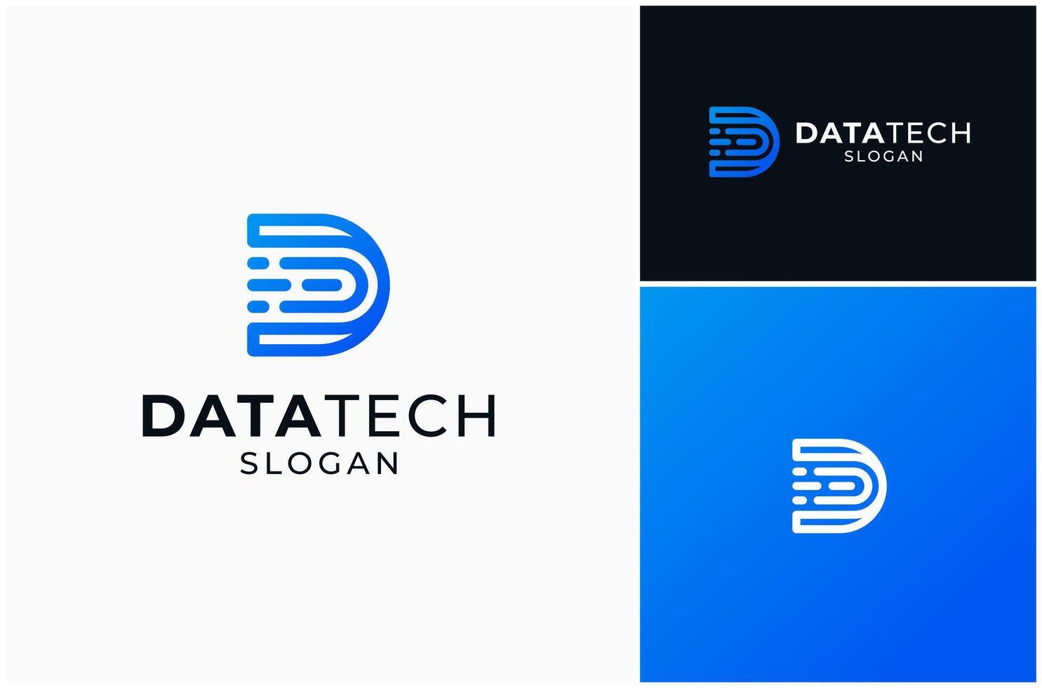 Letter D Data Digital Technology Network Connect Solution Logo Design Illustration vector