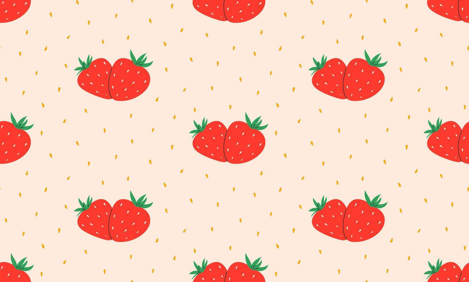 Seamless pattern with Strawberry. Red strawberries background. Juicy summer berries. Flat illustration vector