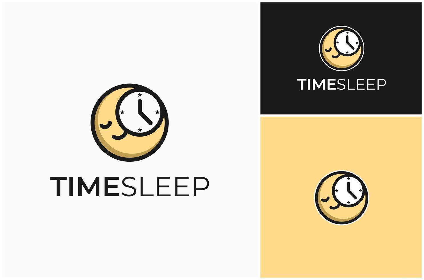Sleep Sleeping Bedtime Asleep Rest Night Moon Time Clock Logo Design Illustration vector