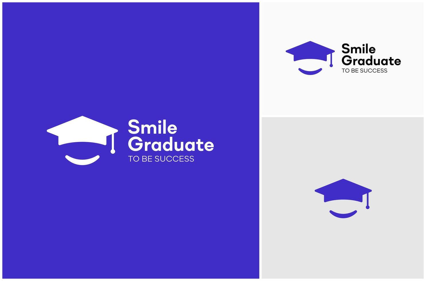 Education Study School Graduate Cap Smile Happy Successful Logo Design Illustration vector