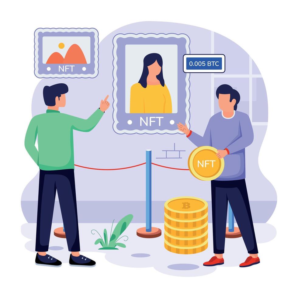NFT Technology Flat Illustrations vector