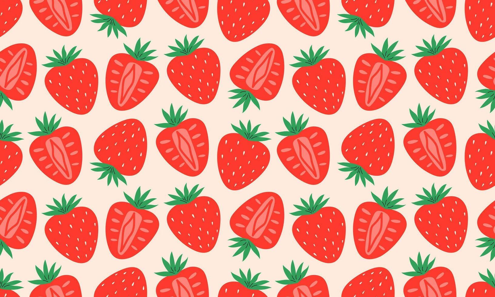 Seamless pattern with Strawberry. Red strawberries background. Juicy summer berries. Flat illustration vector