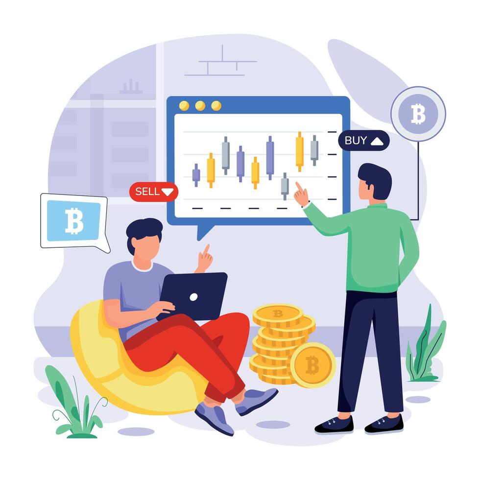 NFT Technology Flat Illustrations vector