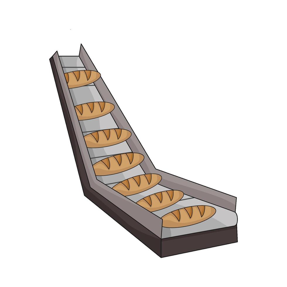 illustration of conveyor with bread vector