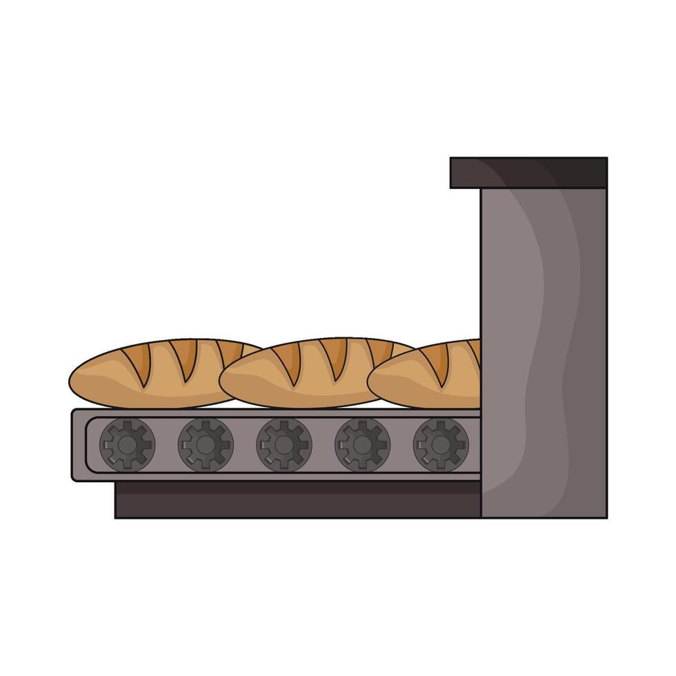 illustration of conveyor with bread vector