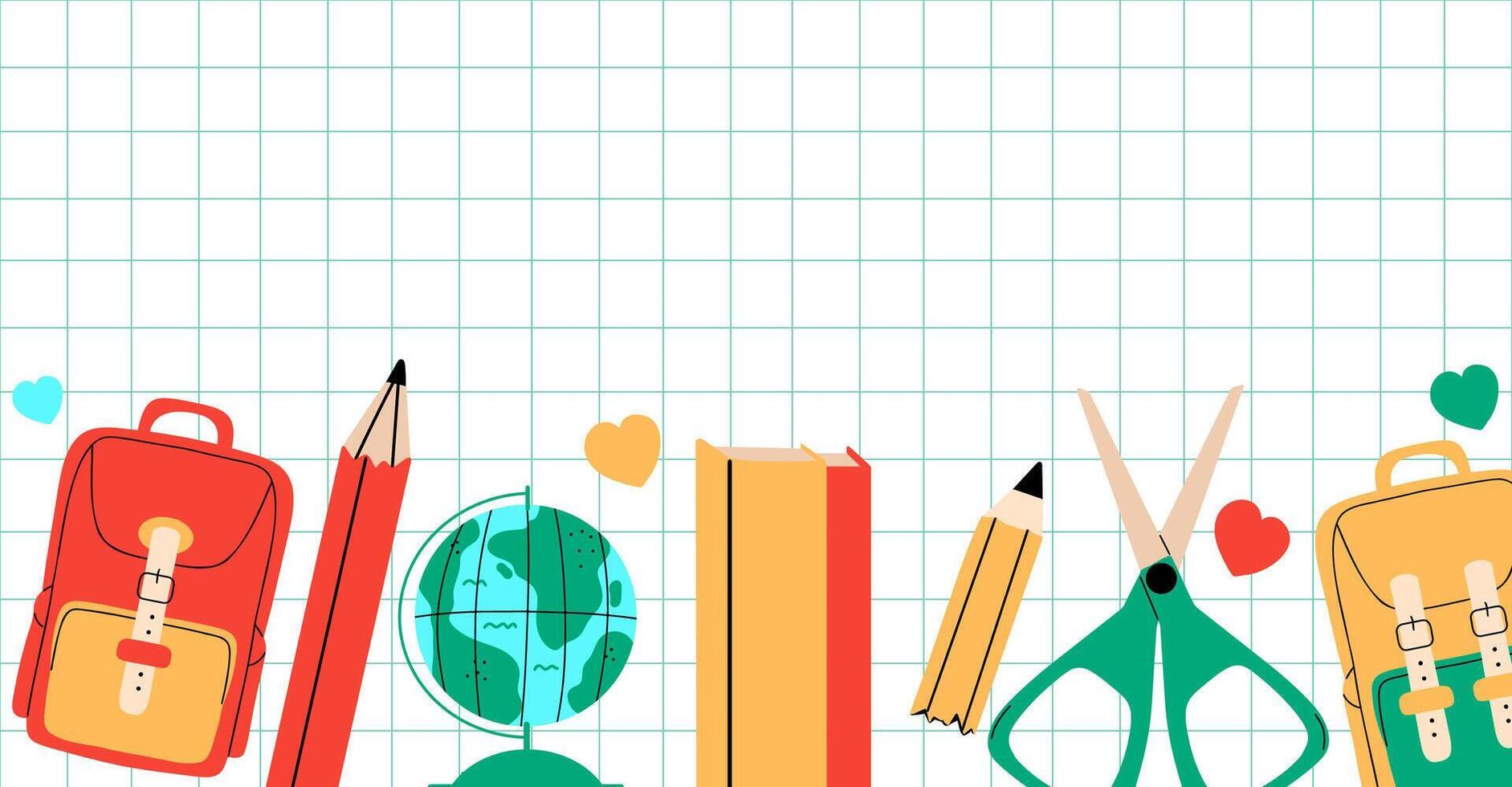 Back to school background with empty space for text and different elements . vector