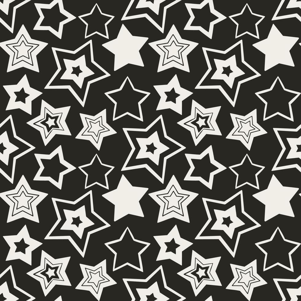 Seamless pattern with retro Y2K stars. vector