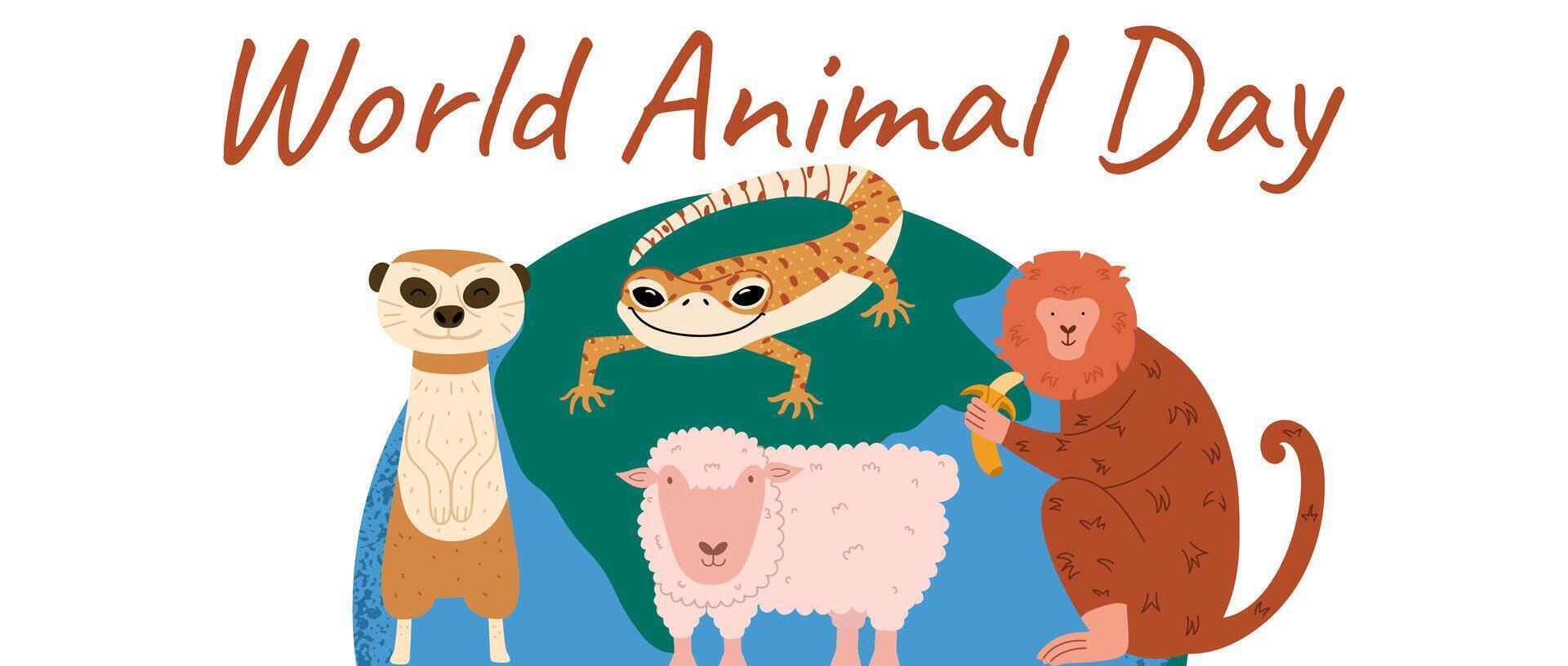 World Animal Day 4 October banner. vector