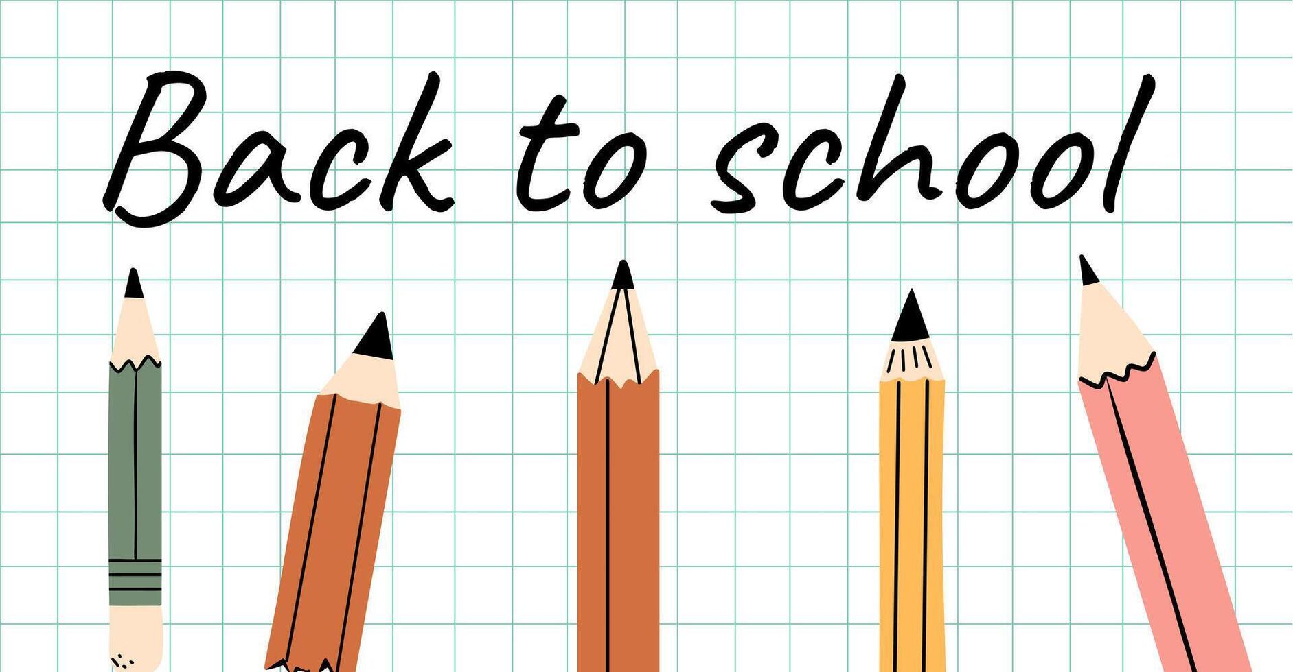 Back to school artistic banner with different pens. vector