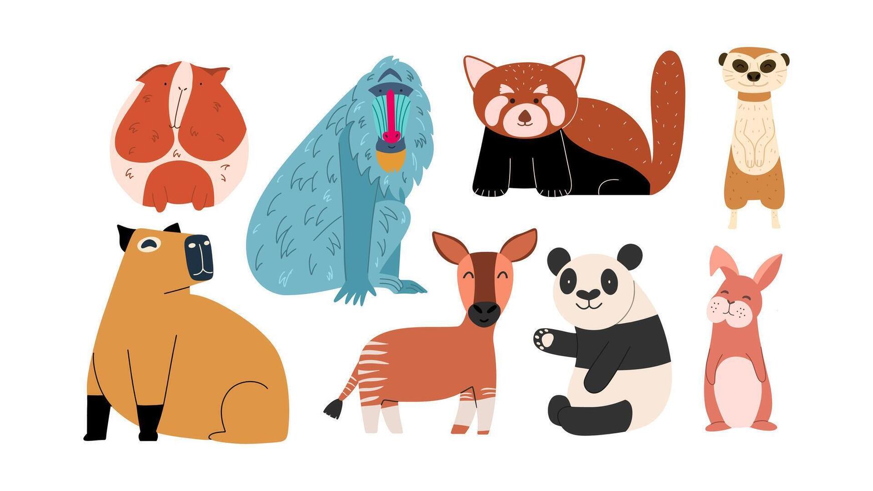 Different wildlife animals set. vector