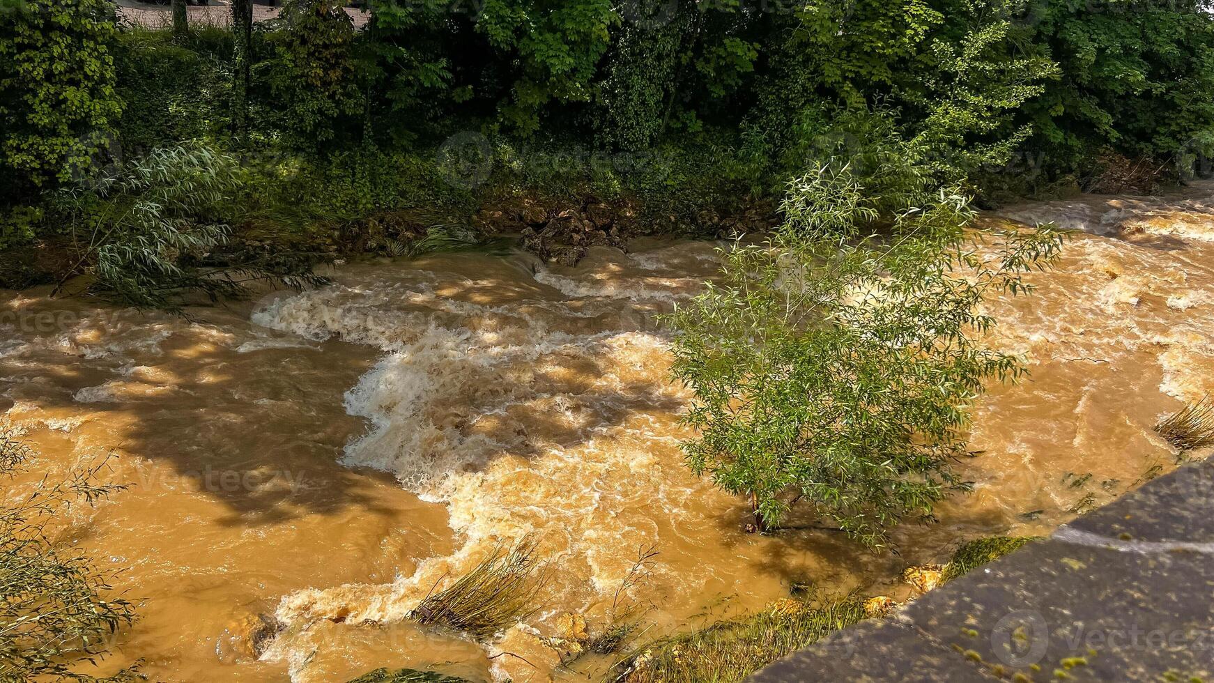 Flooding in Germany due to heavy rains. The water overflowed its banks photo