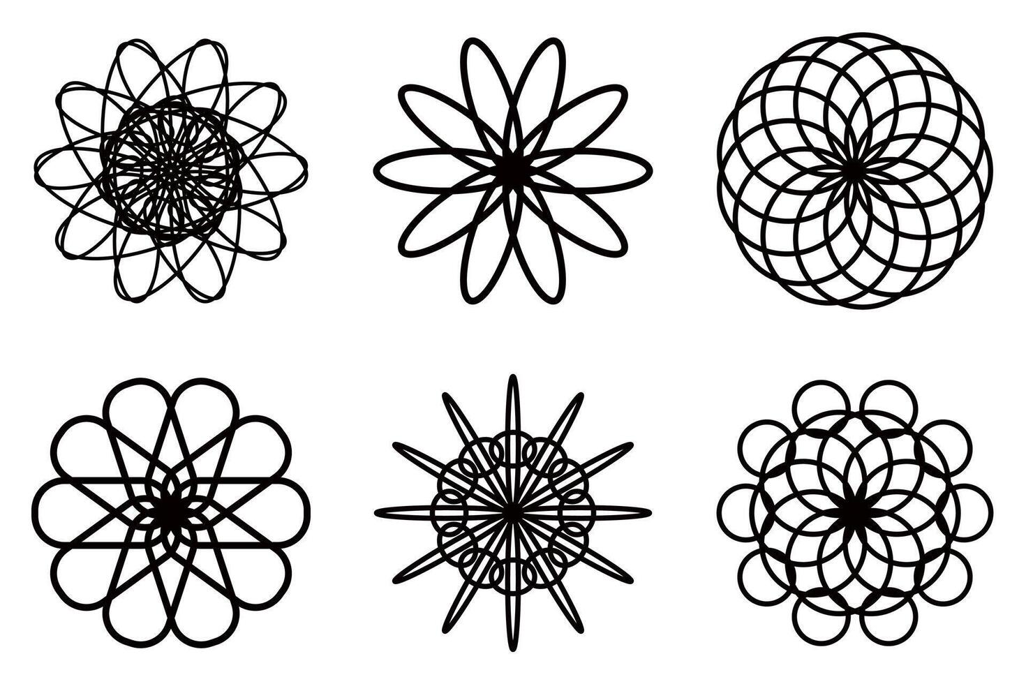 set for Floral mandala illustration, circular abstract floral . vector