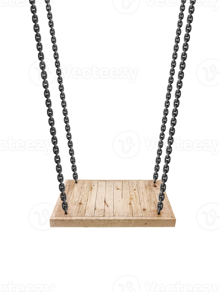 Wooden swing, transparent background png