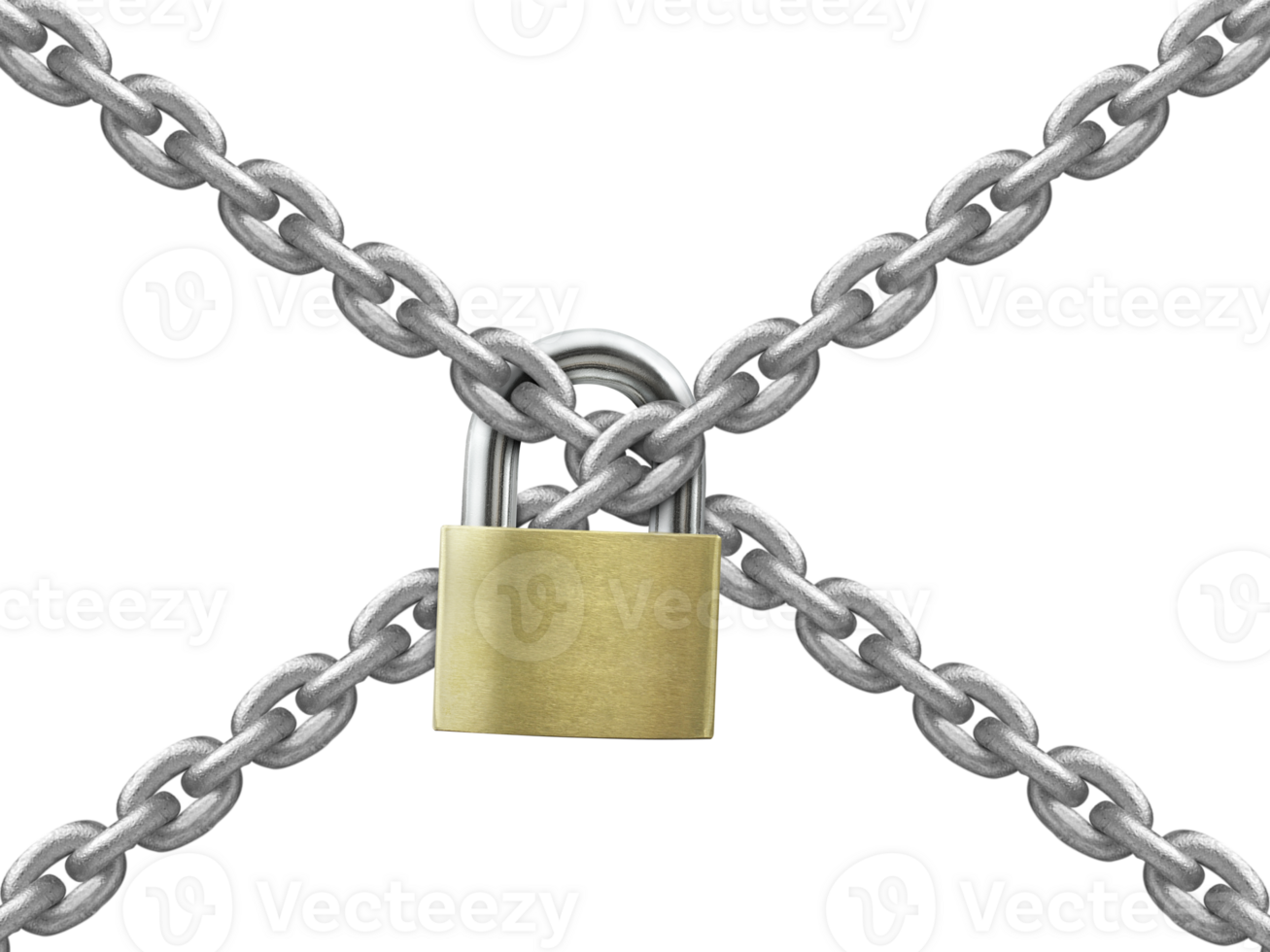 The gray metal chain and padlock, transparent background png