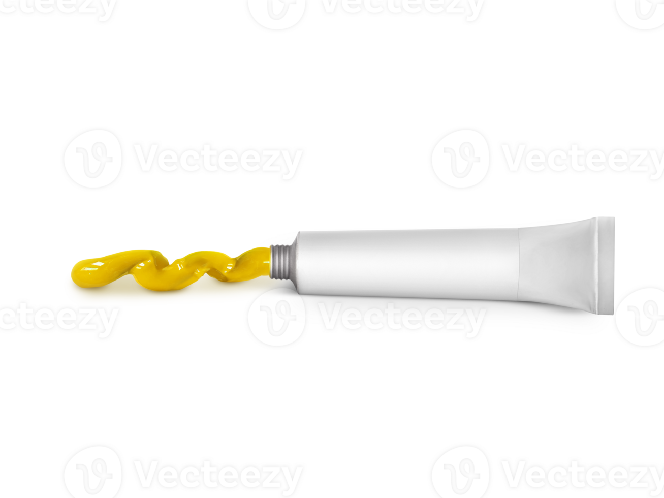 Yellow paint tin tube squeezed, transparent background png