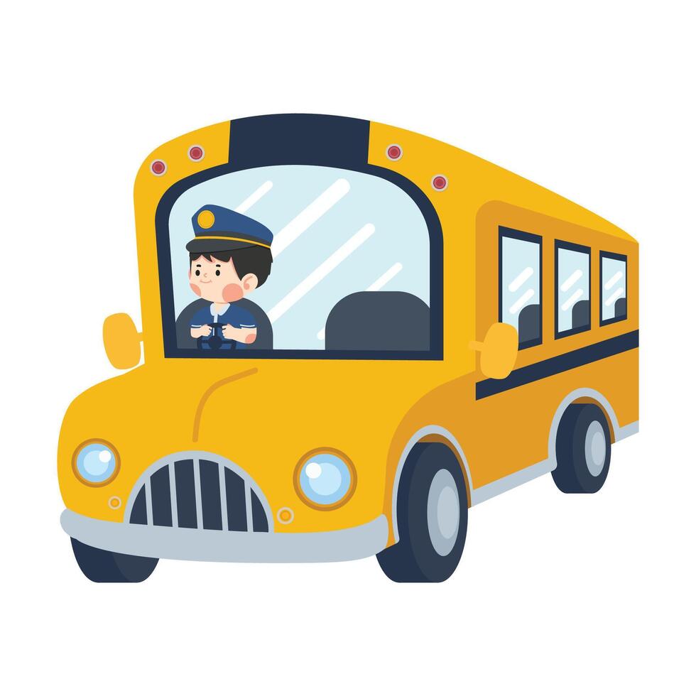 School bus with driver vector