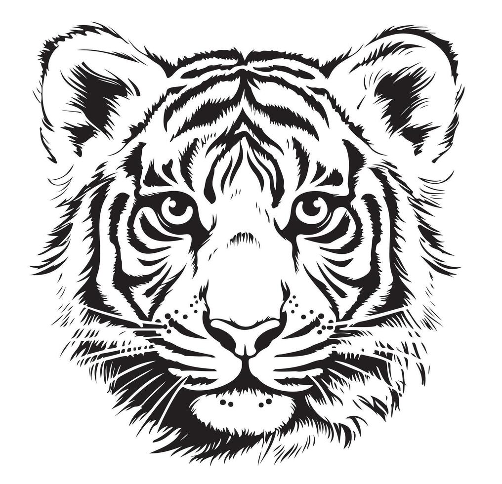 Tiger drawn with ink from the hands of a predator tattoo vector