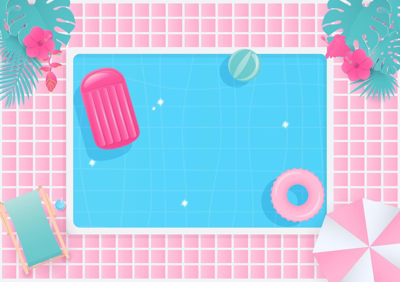 Swimming pool on summer vacation background vector