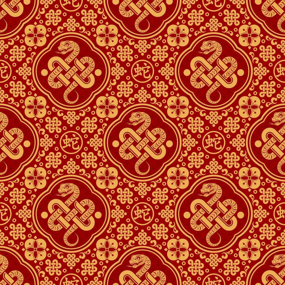 Seamless pattern happy chinese new year 2025 the snake zodiac sign with asian elements paper cut style on color background. vector